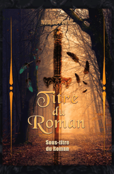 cover couverture premade prefabriquee fantasy epee plumes paysage de nature