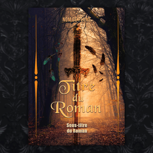 cover couverture premade prefabriquee fantasy epee plumes paysage de nature