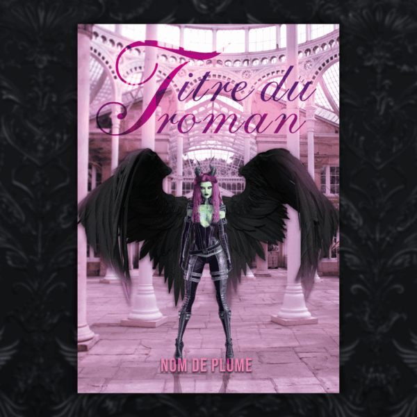 cover couverture prefabriquee premade demon rose femme verte ailes noires